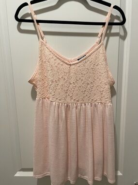 Torrid Pale Pink Lace Baby Doll Adjustable Top